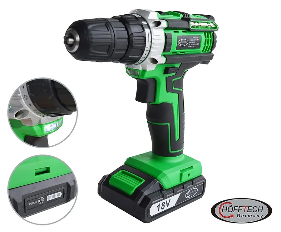 Hofftech 18V Accuboormachine - Met 1300 mAh Li-ion Batterij En Snellader!