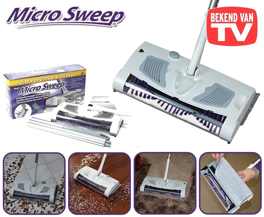 Micro Sweep Veger en Mop in 1 - Draadloos, Lichtgewicht en Gemakkelijk Te Gebruiken