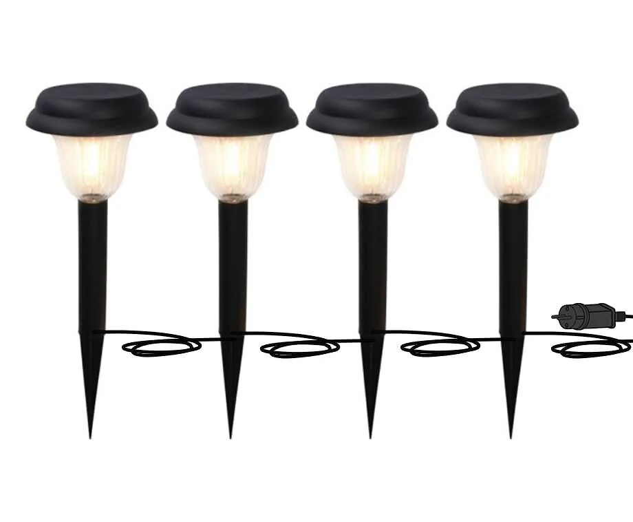 4-Delige ProGarden Tuinverlichtingset Met Snoer - Fleur De Tuin Op!