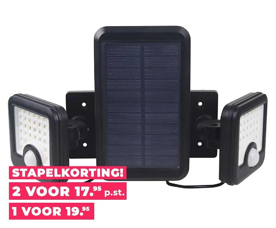 Dubbele Solar Hoeklamp Met Sensor - Voor Zicht En Veiligheid!