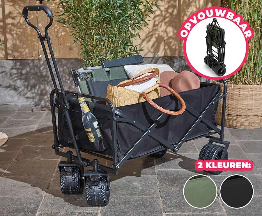 Opvouwbare Bolderkar Premium - Voor Boodschappen, Tuinieren, Picknicken, Etc.!