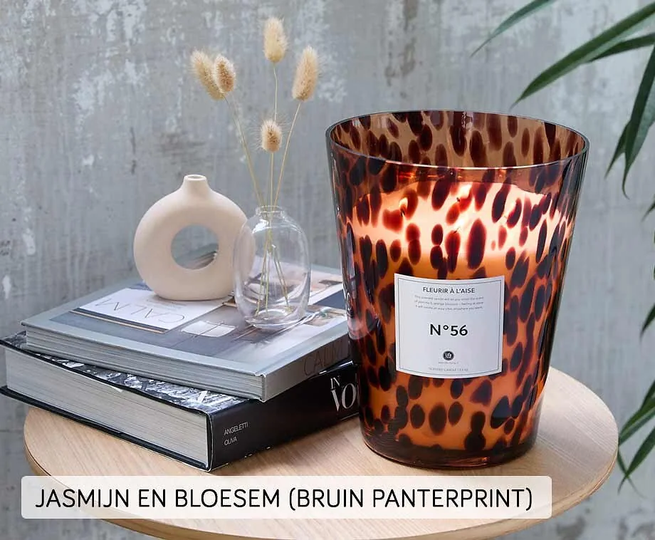 Lifa Living Geurkaars XL - Jasmijn En Bloesem (Bruin Panterprint) - Geweldig In Ieder Huis!