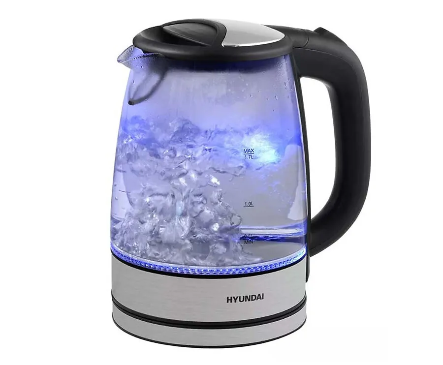 Hyundai Glazen Waterkoker - Met Blauwe LED-Verlichting!