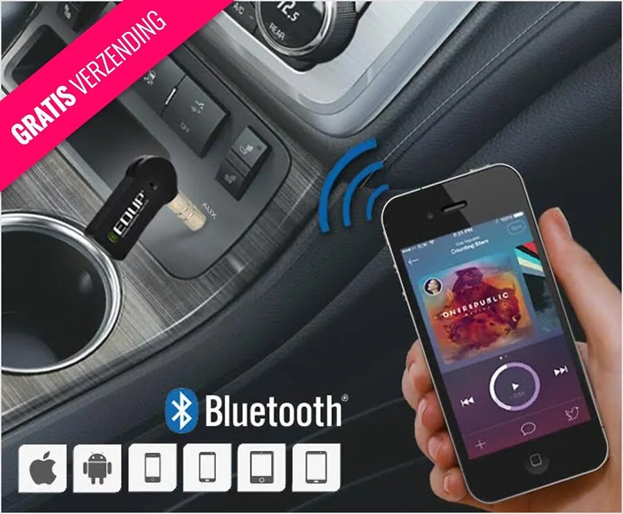 Edup Bluetooth Audio Receiver - Carkit en Draadloze Muziekontvanger In Één!
