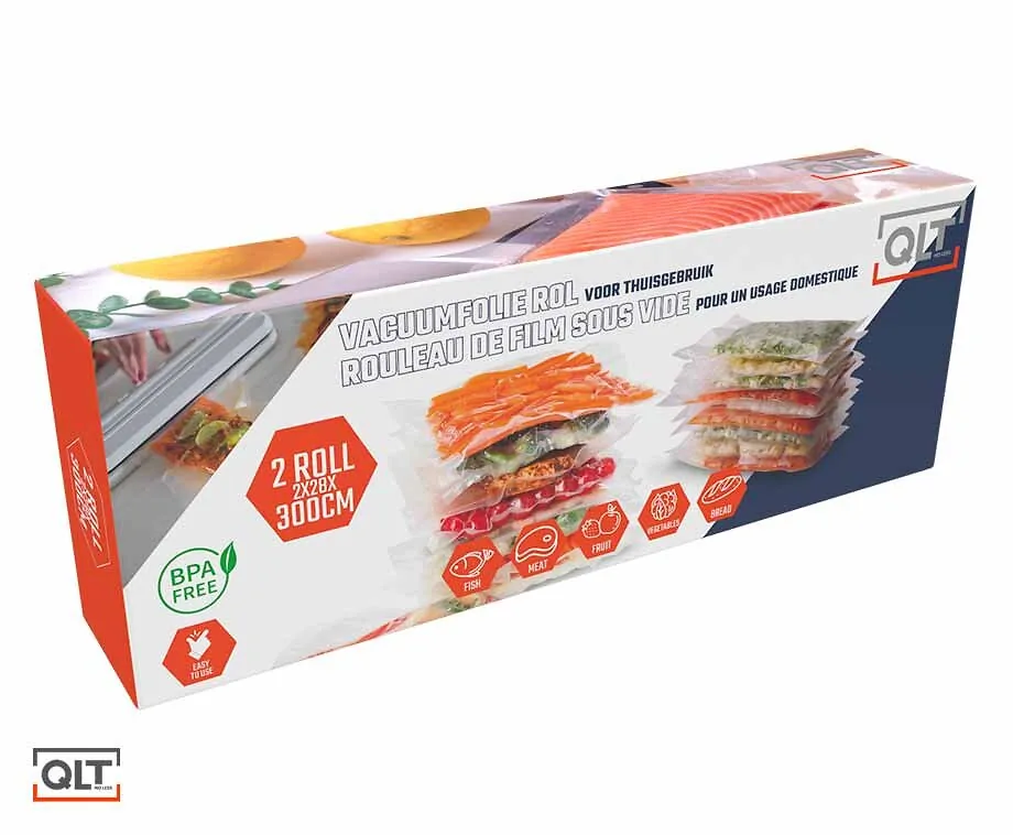 Vacuumfolie Rollen 28x600 cm voor QLT Vacumeermachine (2 stuks)