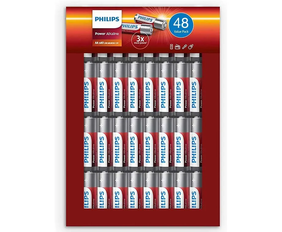 MEGA 48-PACK Philips Power Alkaline Batterijen - Voordelige Voorraad!