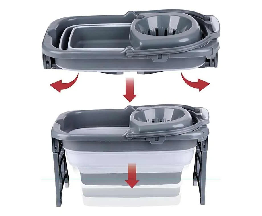 Dirt Devil Mop Met Opvouwbare Emmer - Compact Opbergen Tot Slechts 9cm Hoogte!