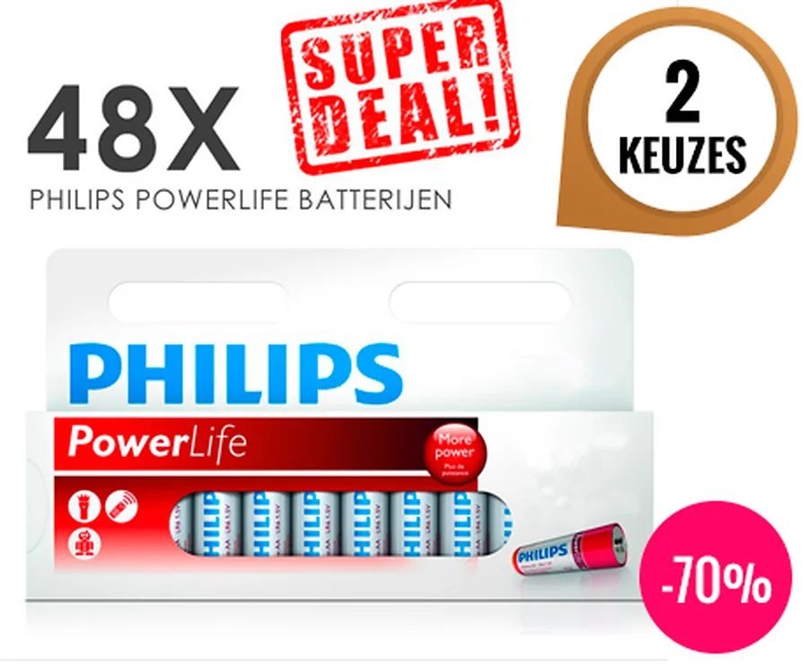 Philips PowerLife Batterij 48x AA Of AAA OP=OP