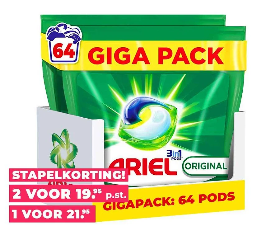 64-PACK Ariel All-In-One Pods - Keuze Uit Color Of Original!