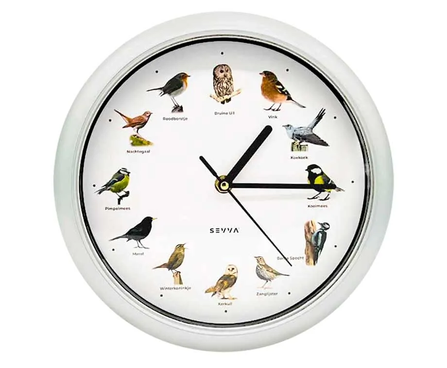 SEVVA® Wandklok Met Vogelgeluiden - Elk Uur Zingende Vogels!