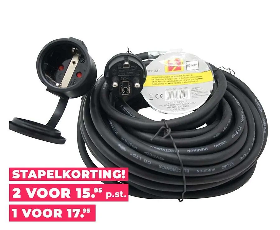 Verlengkabel Rubber 10 Meter - Extra Lange Stroomvoorziening Voor Lampen En Tools!