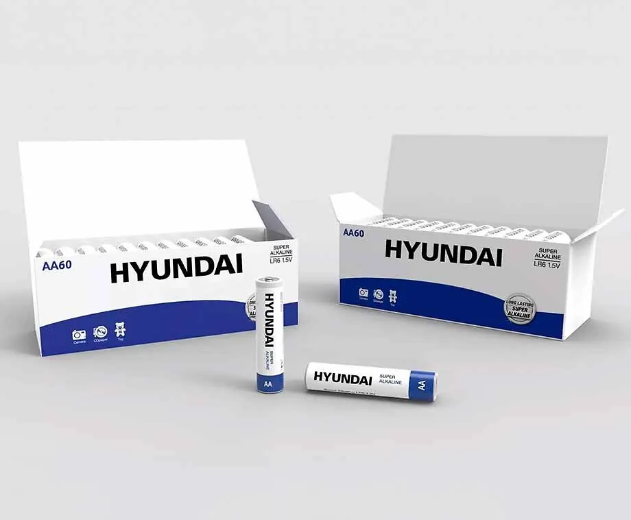 60-PACK Hyundai Super Alkaline Batterijen - Keuze Uit AA Of AAA!
