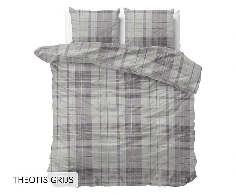 Dreamhouse Flanellen Dekbedovertrek-Theotis grijs-240 x 200/220 | lits-jumeaux