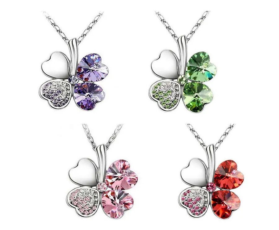 Klavertjevier Ketting Met Steentjes - Geef Een Beetje Geluk Cadeau!