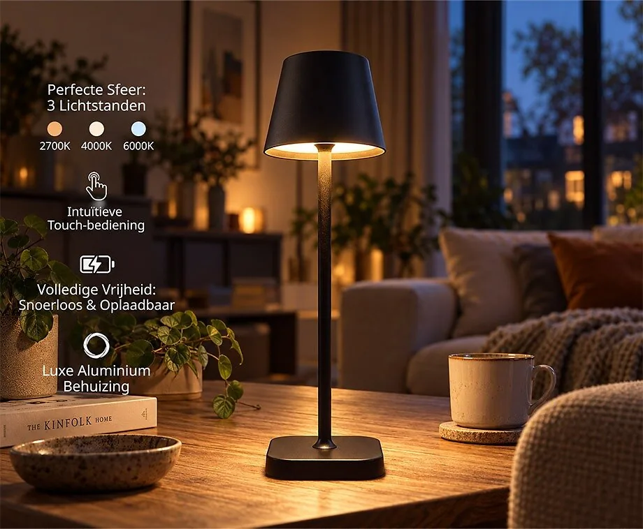 Draadloze Tafellamp Dimbaar Aluminium