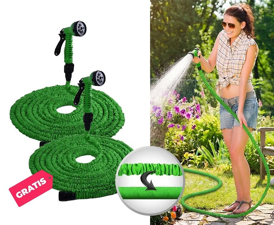 Uitrekbare Tuinslang 15 Meter met Sproeikop