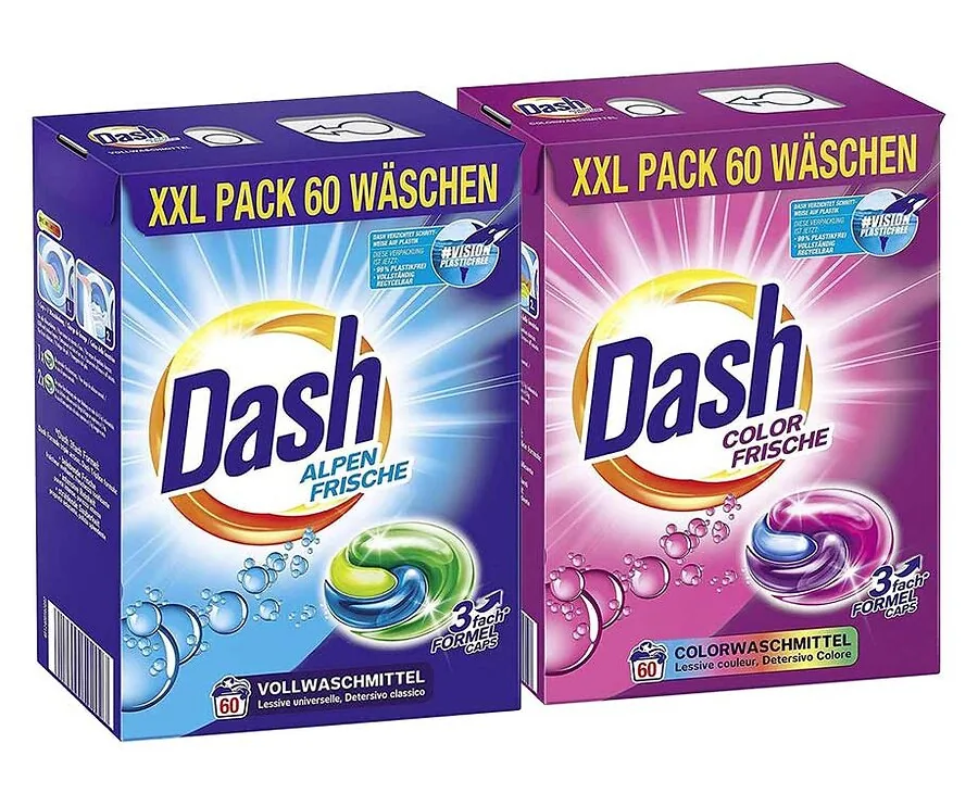 60-Pack Dash Wasmiddel Caps - Keuze Uit Color Of Alpenfris!