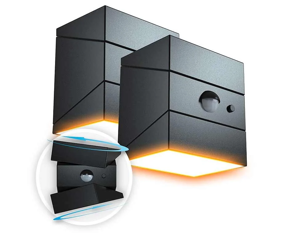 2-Pack Solar Twistcube Wandverlichting - Stel Hoek Van Licht En Zonnepaneel Naar Wens In!