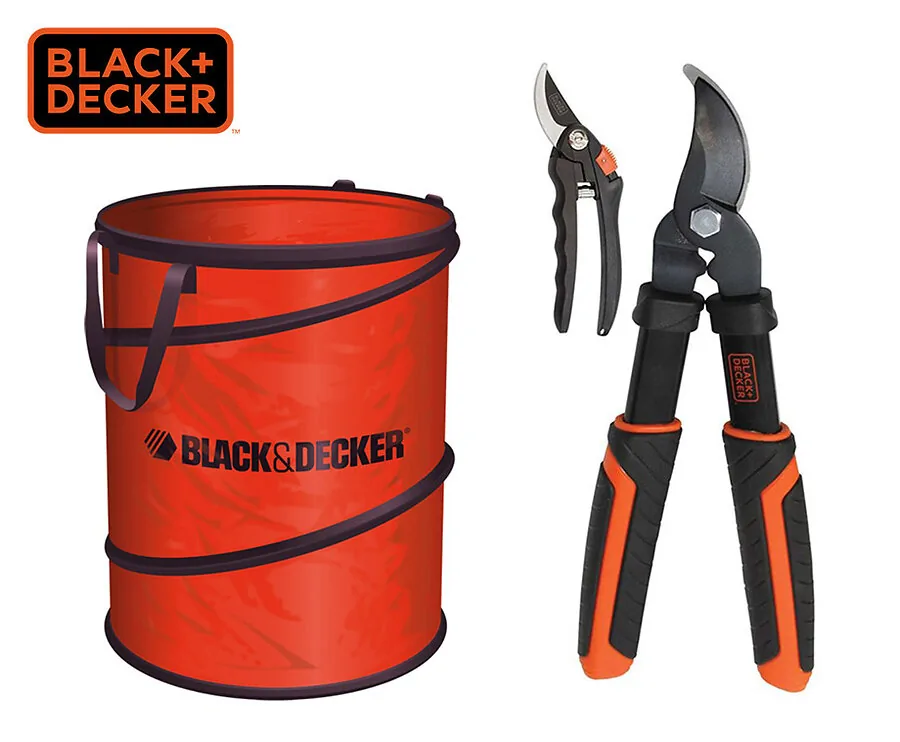 3-Delige Black & Decker Tuinset - Met Handige Opvouwbare Tuinafvalzak!