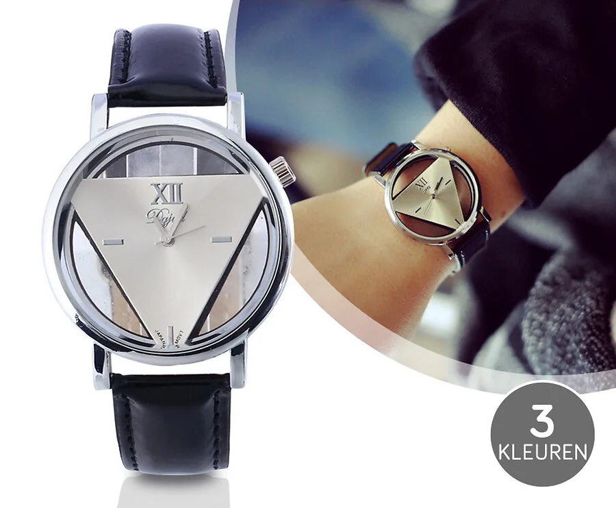 Stijlvol Quartz Driehoek Horloge - Verkrijgbaar In 3 Verschillende Kleuren!