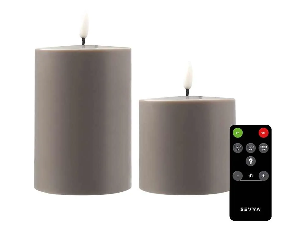 Oplaadbare LED Kaarsen Taupe/Grijs