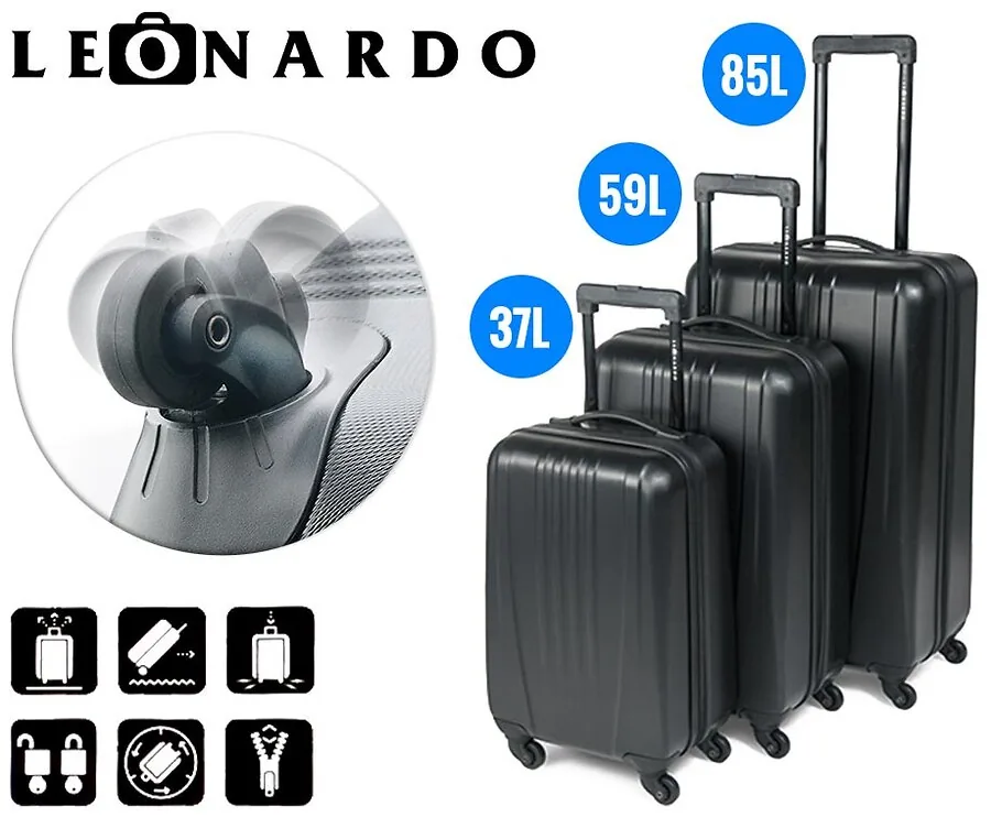 3-Delige Leonardo Stevige Trolley Set - Zorgeloos Op Vakantie!