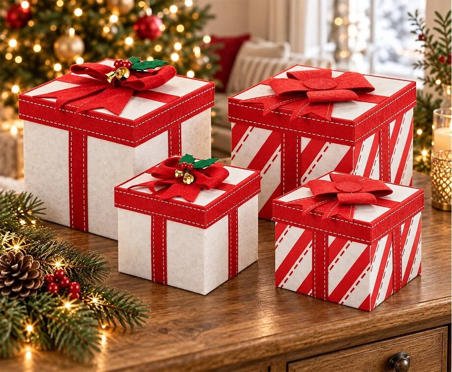 Vilten Cadeaudoosjes met Rode Strik