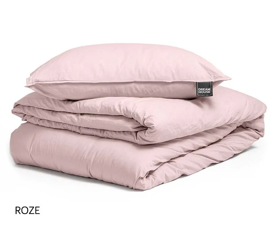 Dreamhouse Luxe Stonewashed Katoenen Dekbedovertrek-Roze-200 x 200/220 | 2-persoons
