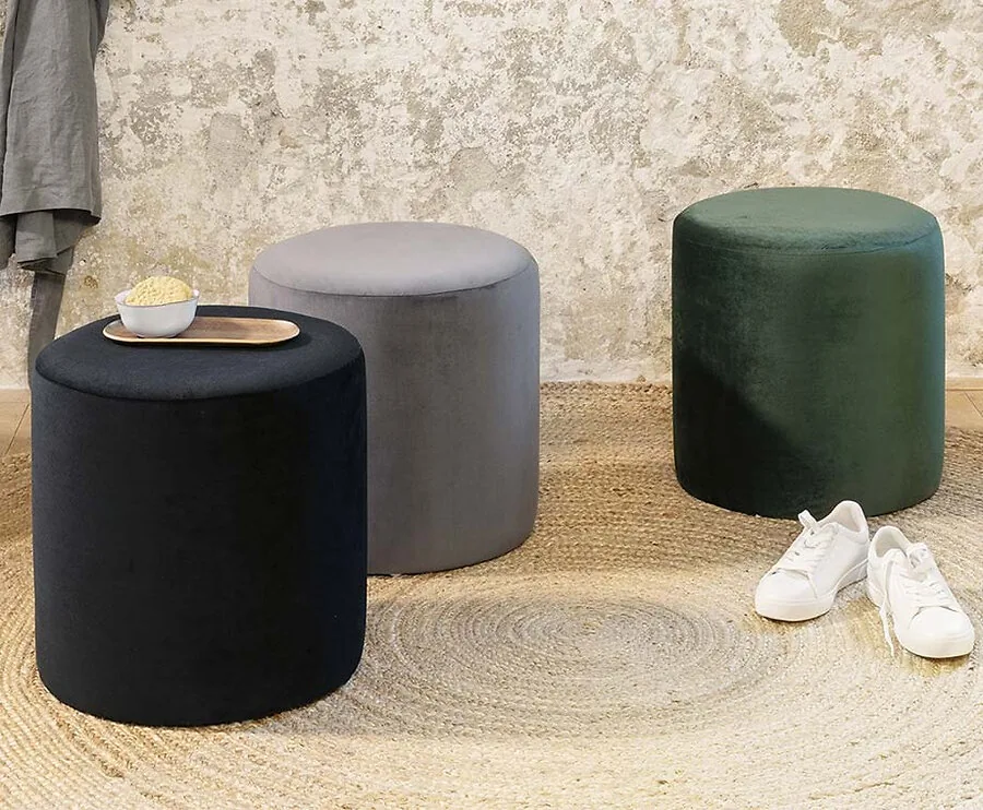 Velvet Poef Amy - Verkrijgbaar In 3 Kleuren!