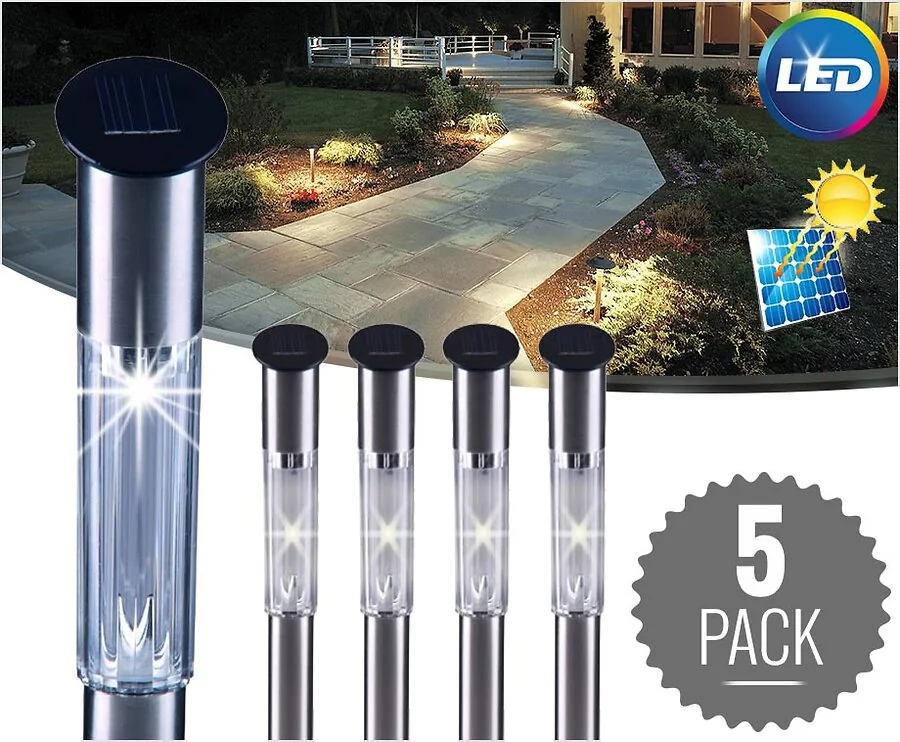 5-Pack Zonne-Energie Tuinlampen - Verlicht De Tuin In Stijl!