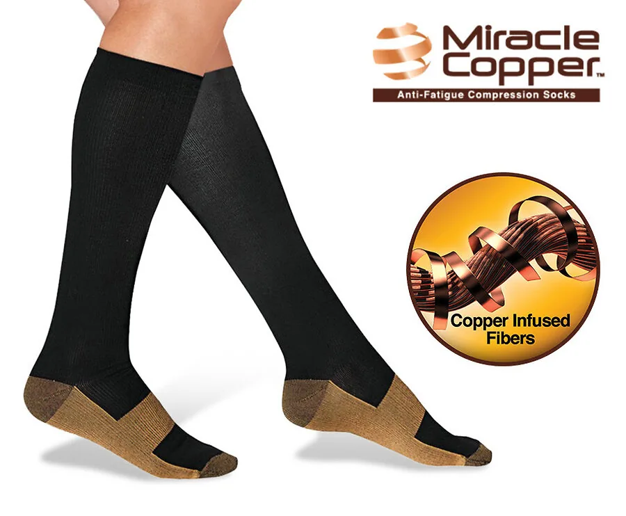 Kopergeweven Compressiesokken - Stop Zweetvoeten, Spataderen & Pijnklachten!