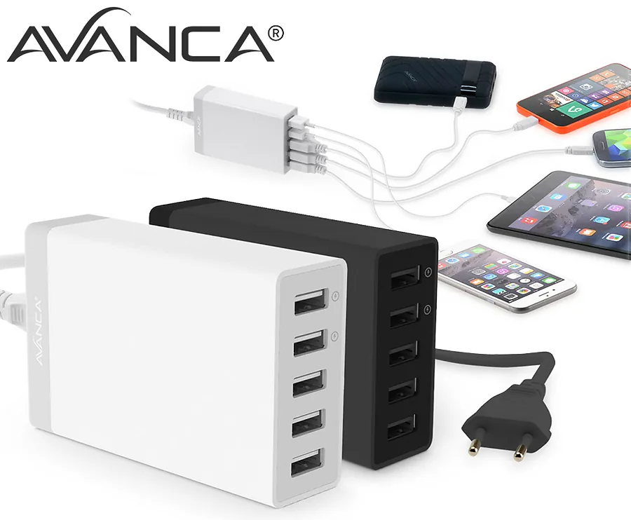 Avanca 5-Poorts USB Oplaadstation - Geschikt Voor Alle USB Apparaten!