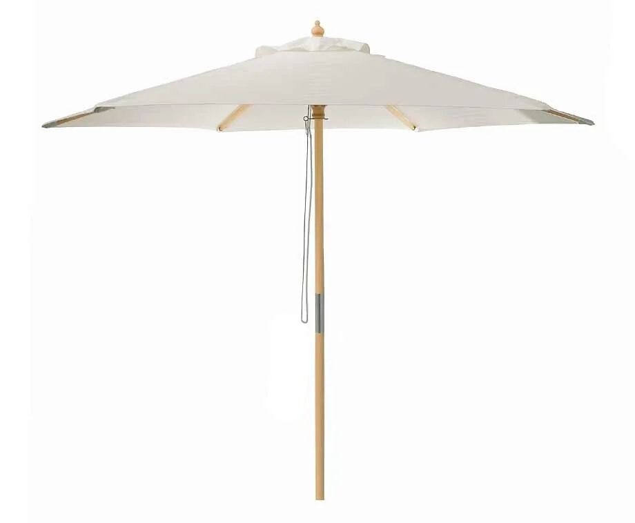 Houten Parasol Crème 250 cm - Met Handig Katrolsysteem!