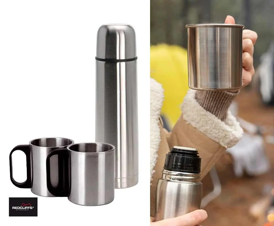 Redcliffs Thermosfles Met 2 Bekers - Houdt Tot 6 Uur Warm Of Koud!