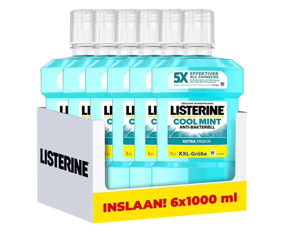 6-Pack Listerine Mondwater Cool Mint XXL - Voordeelpack Van 6 Liter!