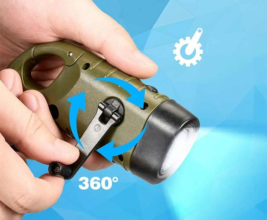 Zaklamp Met Zwengel, Solar En USB