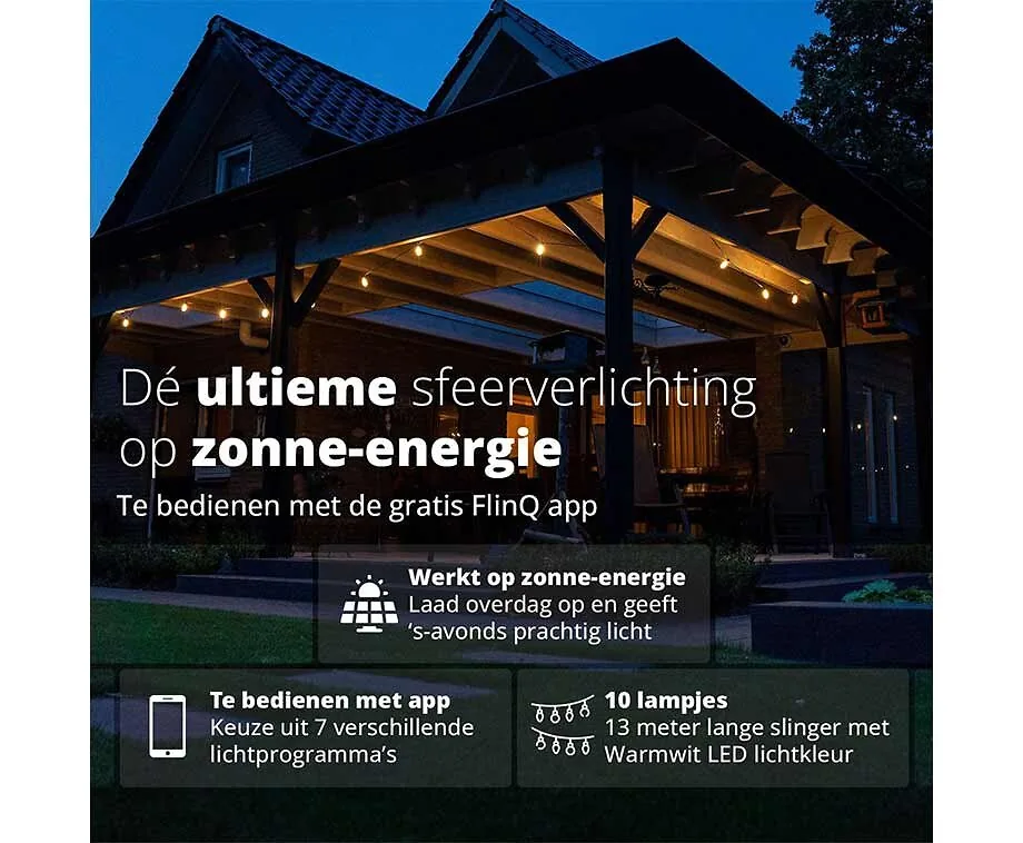 Solar Lichtslinger 10 Lampen met App en Spraakbesturing