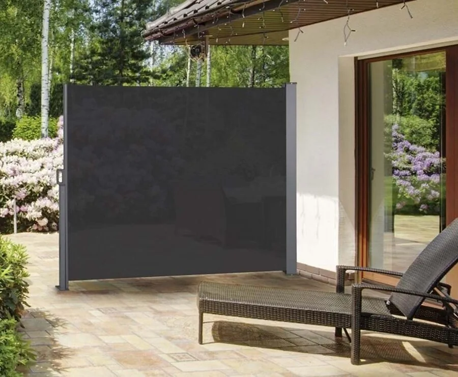 Luxe Uitschuifbaar Windscherm Zwart - Minder Wind En Meer Privacy!