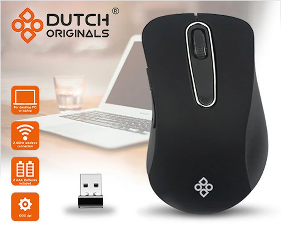 Dutch Originals Draadloze Muis - Ergonomisch Ontwerp Met Topprestaties!