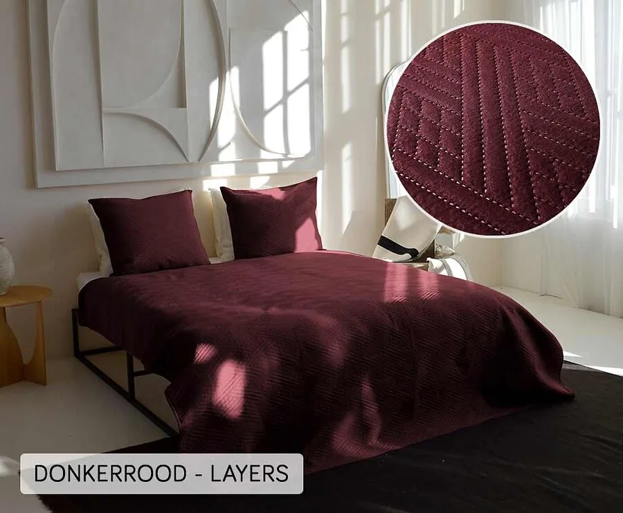 Zydante Home Bedsprei 220x240 cm-Donkerrood-Layers
