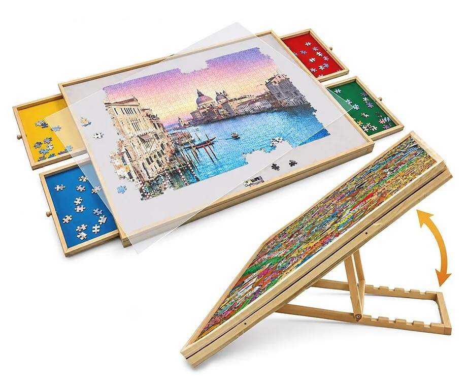 Kantelbare Houten Puzzeltafel Deluxe met Lades