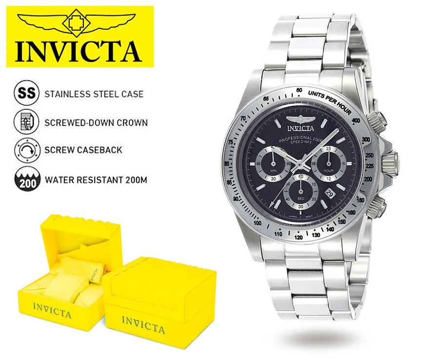 Stijlvol Invicta Speedway Chronograph Quartz Horloge - 200m Waterdicht!