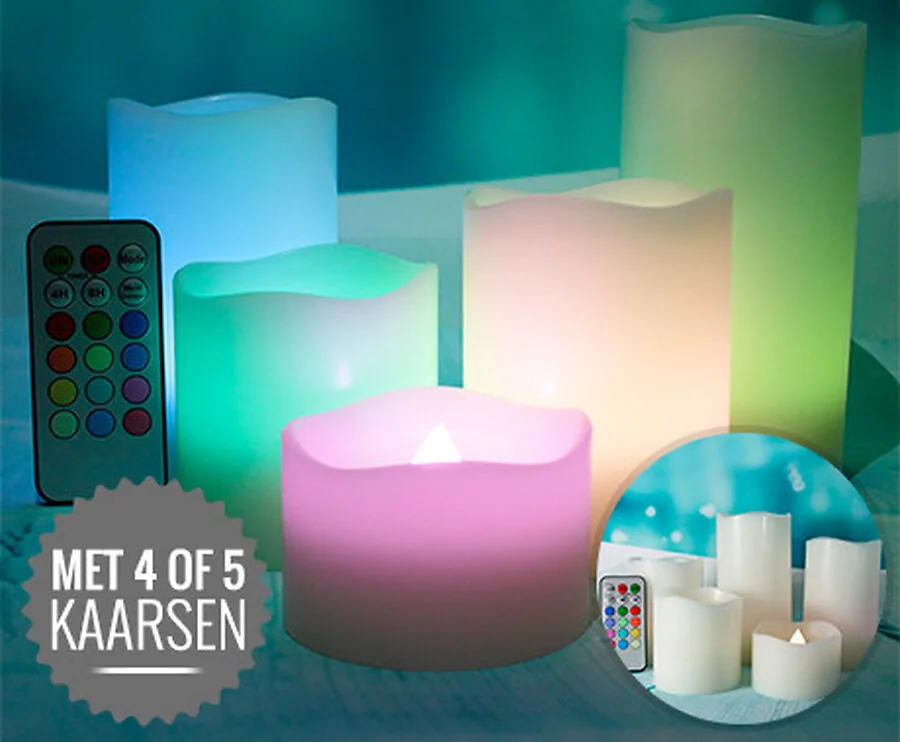 Kleurrijke WAX LED Kaarsen met Afstandsbediening - 12 Verschillende Kleuren!