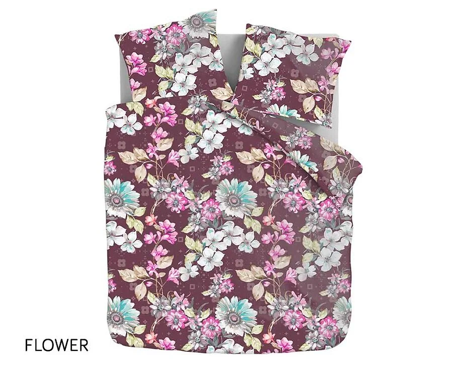 100% Katoenen Flanel Dekbedovertrek-Flower-240 x 200/220 | lits-jumeaux