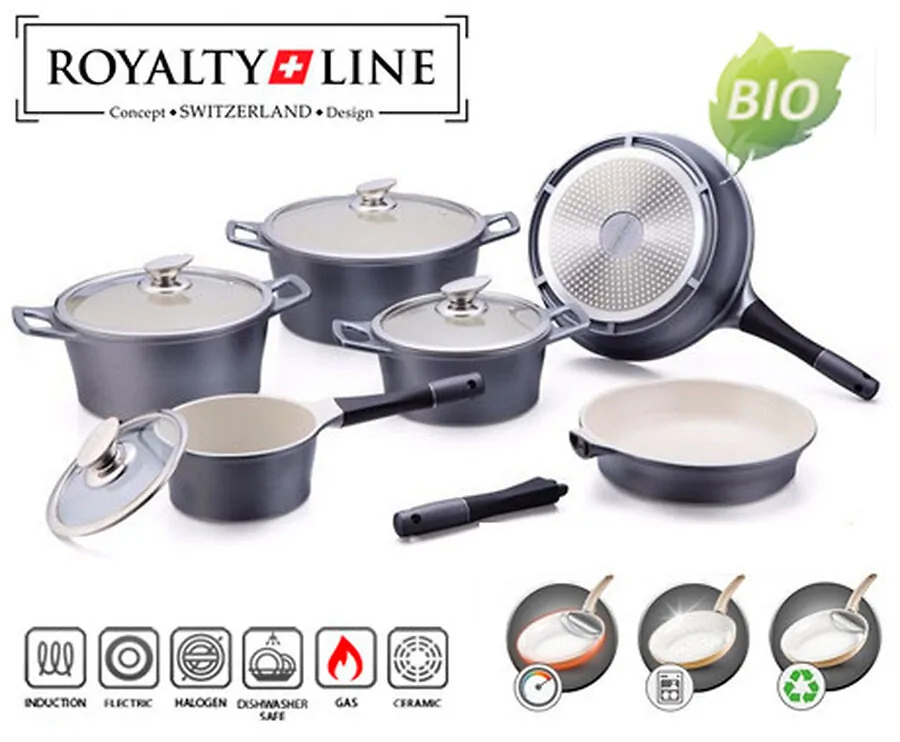 14-delige Luxe Royalty Line Switzerland Keramische Pannenset In 3 Kleuren!