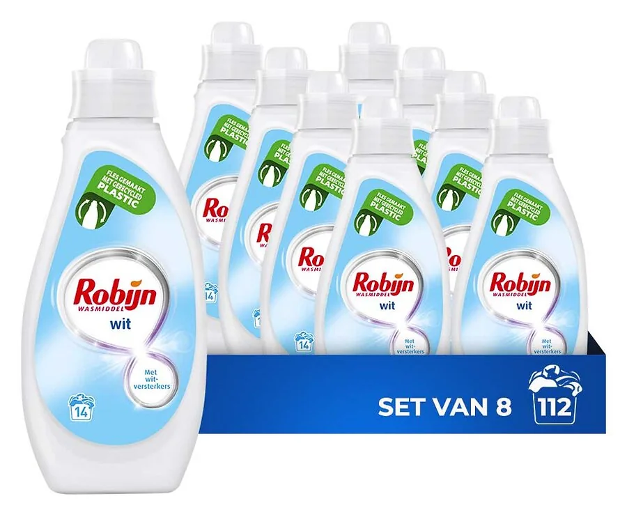 8x700ml Robijn Wasmiddel Wit - Goed Voor 112 Wasbeurten!