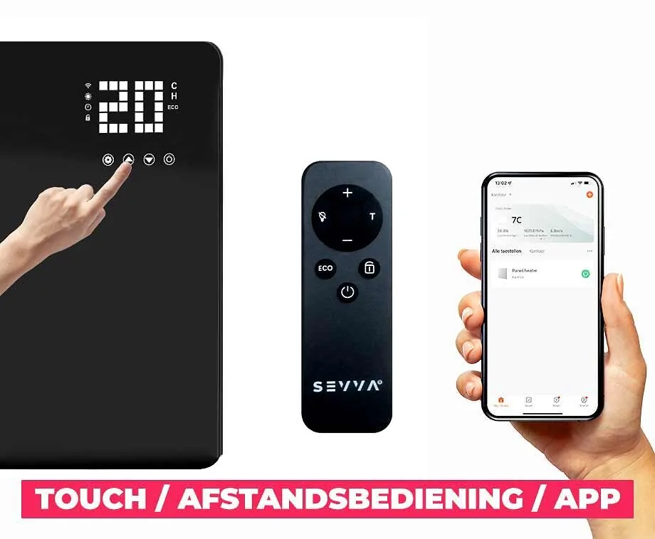 SEVVA® Slimme Infrarood Paneelverwarming Zwart - Snel en Voordelig Verwarmen!