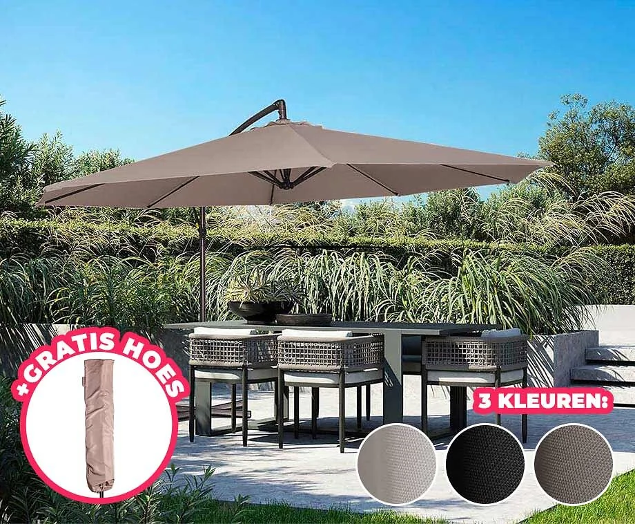 XXL Zweefparasol 3 Meter SEVVA® - Inclusief GRATIS Hoes t.w.v. €19,95!