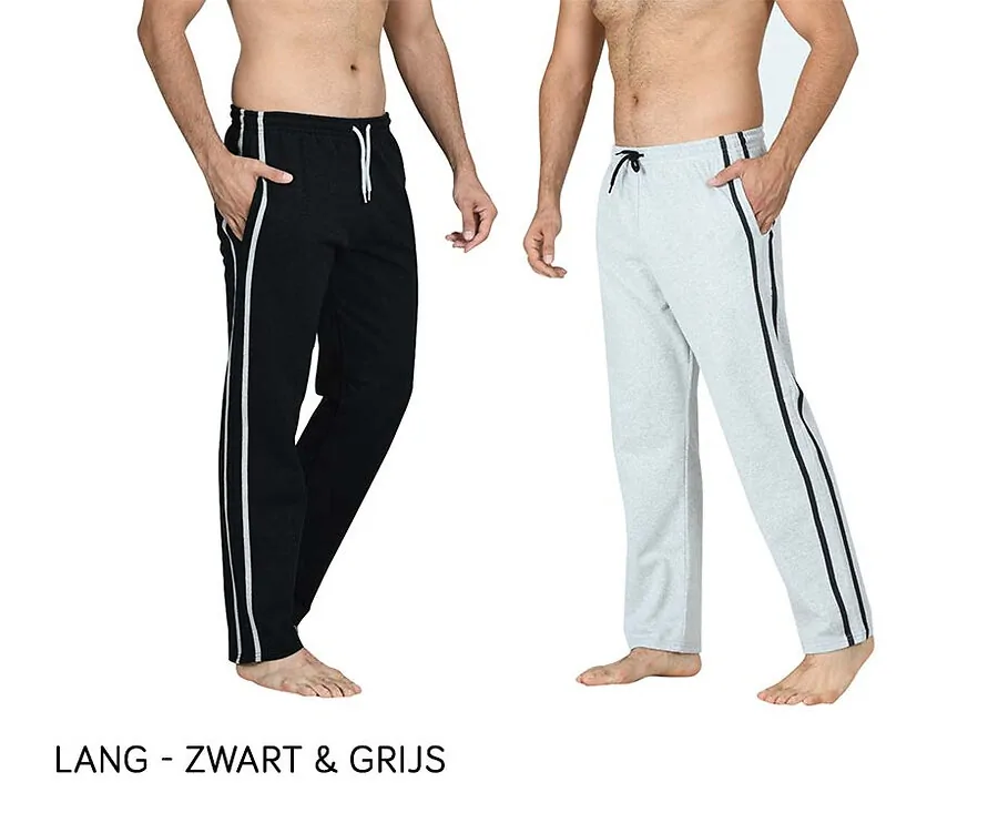 2-Pack Pierre Calvini Loungewear-Lang zwart & grijs-L