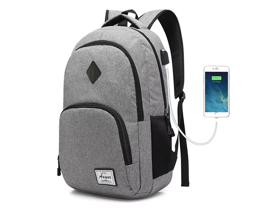Rugzak Met USB Poort-Grijs